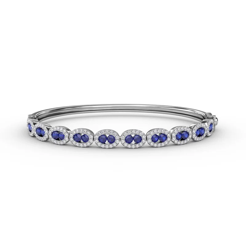 Bangles In Antique Style-Whimsical Sapphire & Diamond Bangle BB1547S