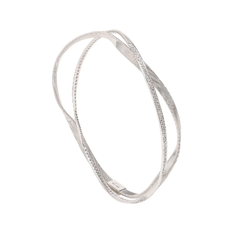 Bangles For Boho Vibes-Marrakech Collection 18K White Gold and Diamond Bangle