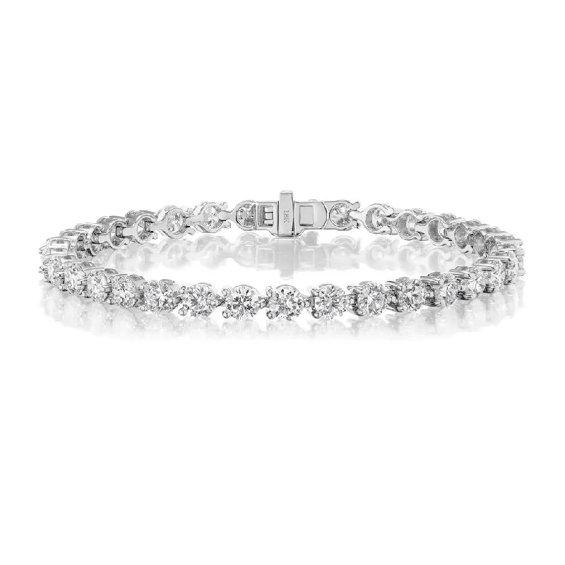 Bracelets For Boho Vibes-18K White Gold Three Prong Diamond Tennis Bracelet - 1.82cttw