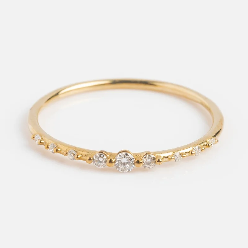 Stunning Birthstone Rings For Weddings-Solid Gold Lab Diamond Sparkle Stacking Band