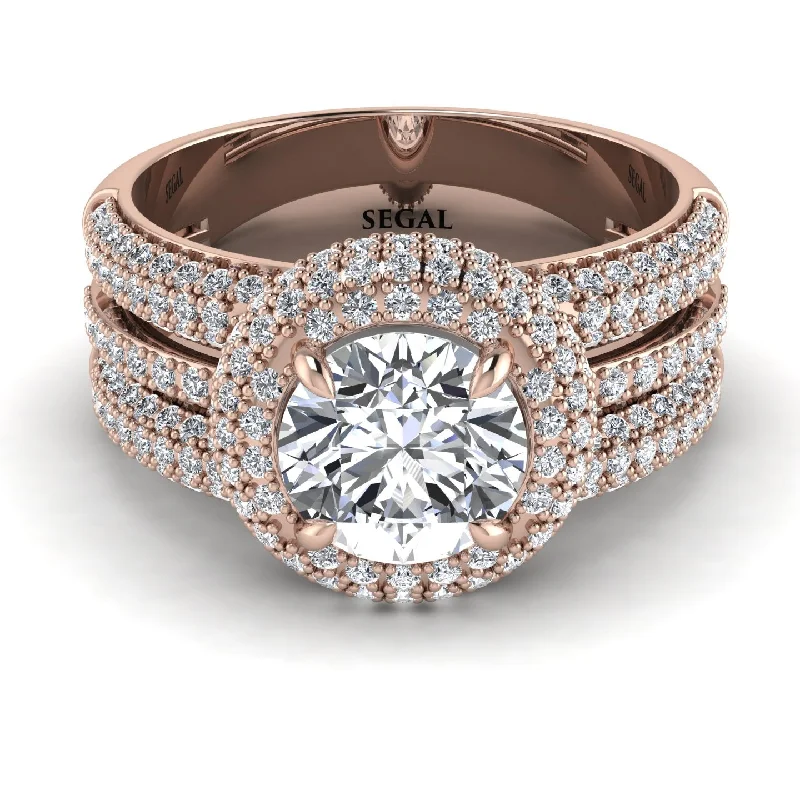 Beautiful Vintage Wedding Rings For Brides-Diamond Halo Luxury Pave Engagement Ring - Sierra No. 2