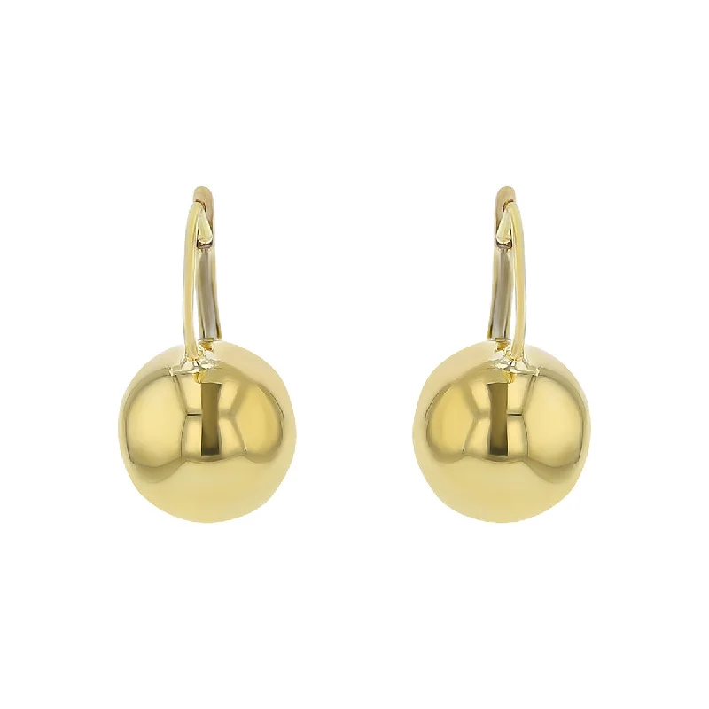 Elegant Leaf Earrings For Nature Lovers-18K Yellow Gold Ball Drop Earrings