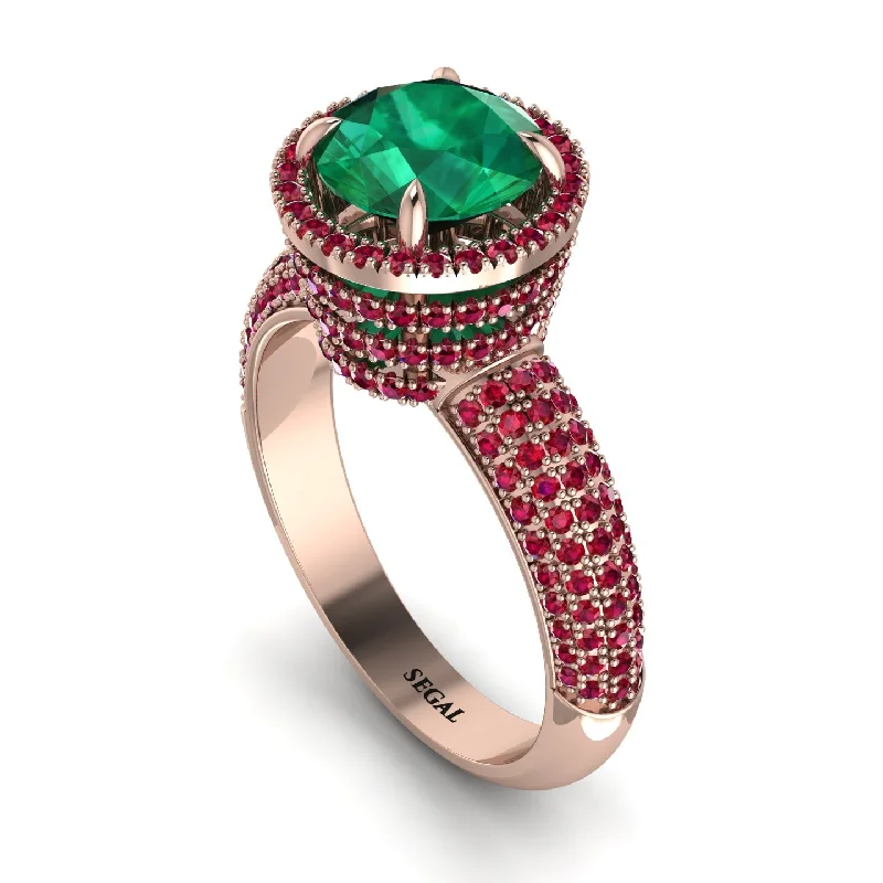 Large Statement Rings For Bold Fashion-Emerald Cluster Halo Engagement Ring - Katie No. 50