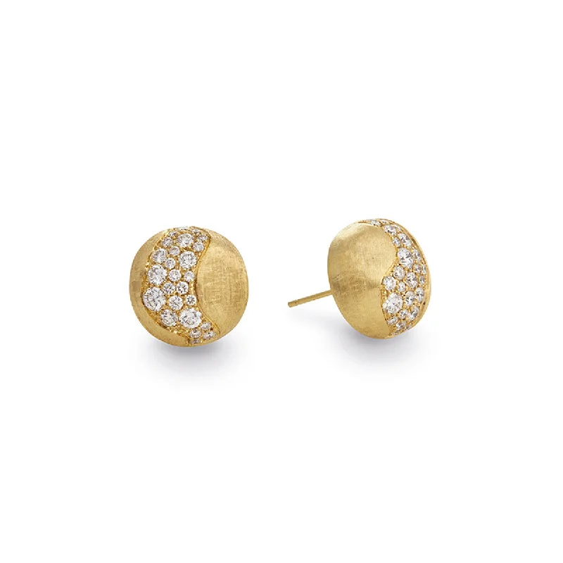 Trendy Stud Earrings For Modern Women-18K Yellow Gold and Diamond Large Stud Earrings