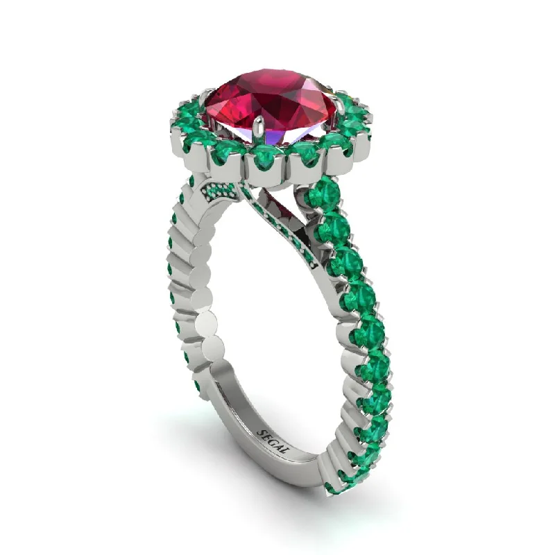 Trendy Gold Rings For Engagement-Round Cut Ruby Timeless Splendor Engagement Ring - Jazlyn No. 27