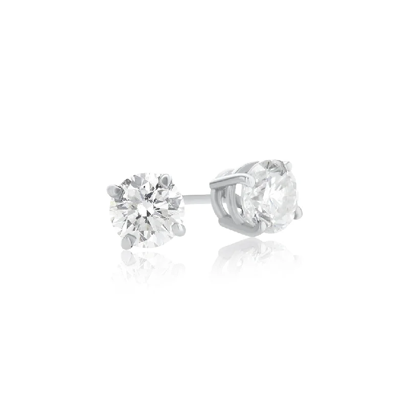 Trendy Hoop Earrings For Fashion Forward-14K White Gold 0.90 CT Round Diamond Stud Earrings