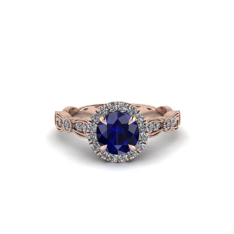 Luxury Diamond Rings For Engagement-Round Cut Sapphire Radiant Eternity Engagement Ring - Kamryn No. 14