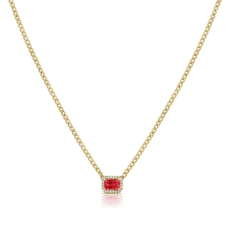 Minimalist Necklaces For Simple Style-14K Ruby Designer Links Necklace