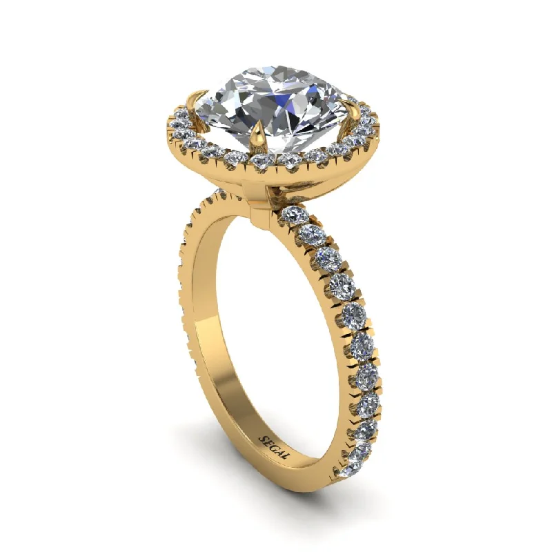 Custom Stackable Rings For Fashion Lovers-Round Cut Diamond Halo Engagement Ring - Charleigh No. 1