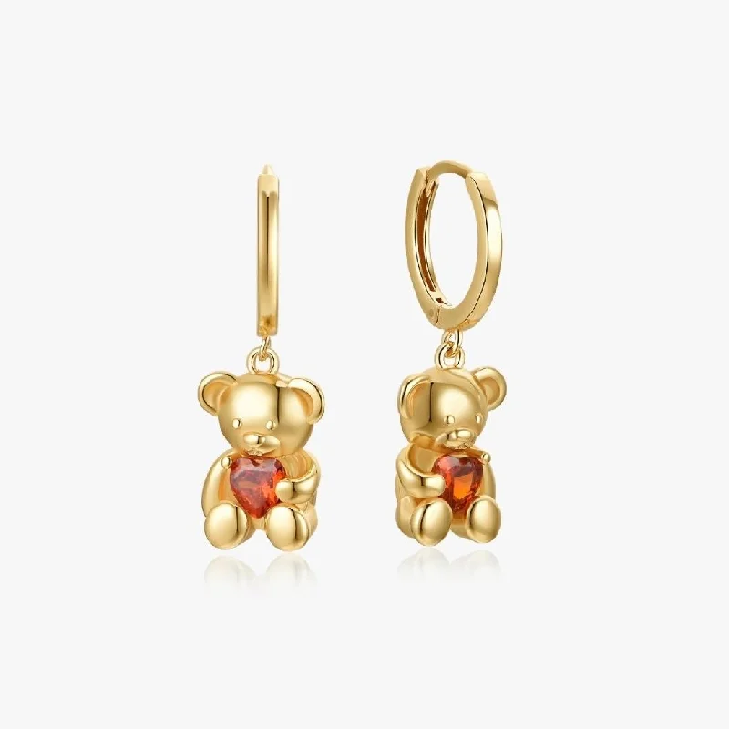 Artistic Earrings For Creative Looks-Teddy Huggies in Gold