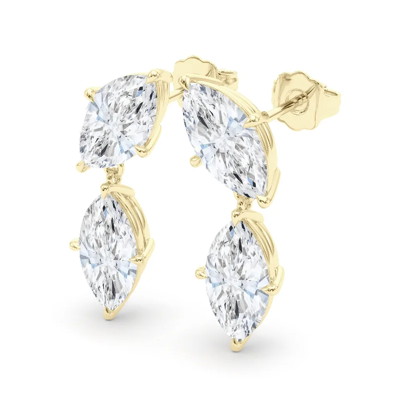 Unique Earrings For Bridal Jewelry-Twin Marquise Diamond Earrings