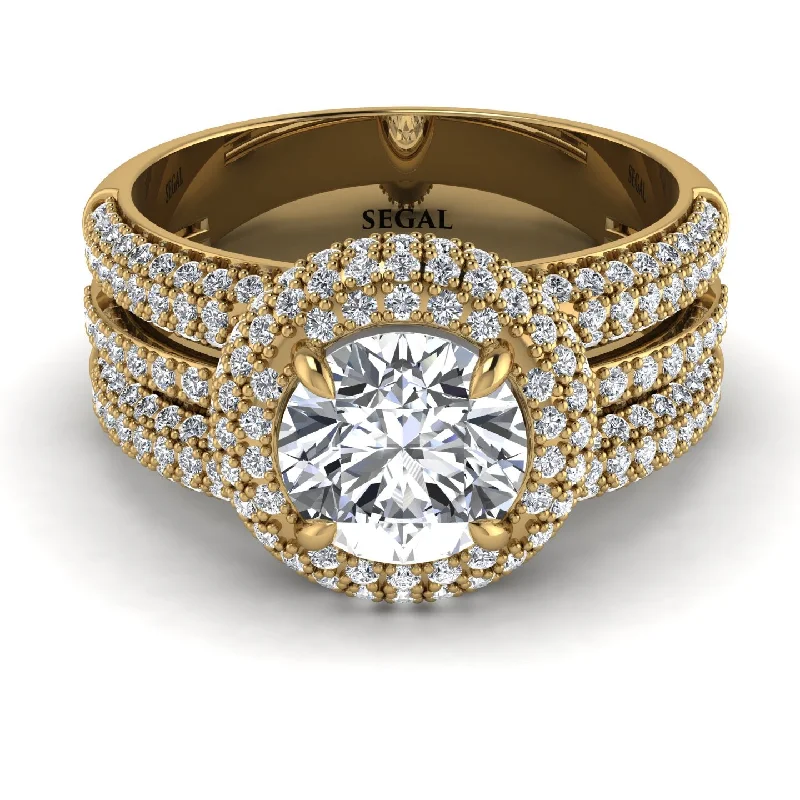 Unique Engagement Rings For Non-Traditional Weddings-Diamond Halo Luxury Pave Engagement Ring - Sierra No. 1