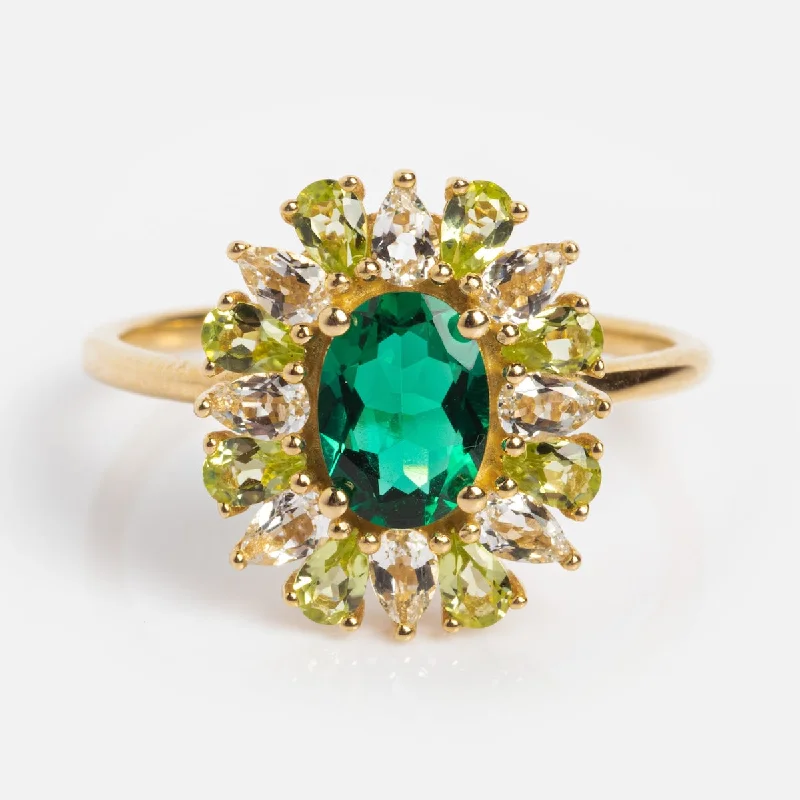 Personalized Birthstone Rings For Custom Jewelry-Solid Gold 2024 May Capsule Emerald Statement Ring