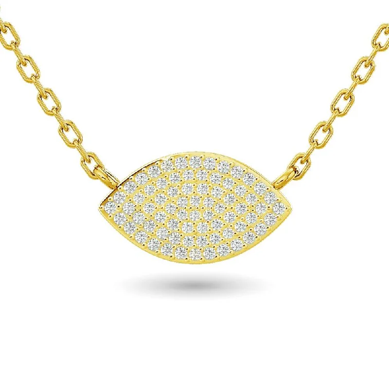 Custom Charm Necklaces For Personalized Designs-Diamond Eye Shape Necklace 1/5 ct tw in 10K Yellow Gold