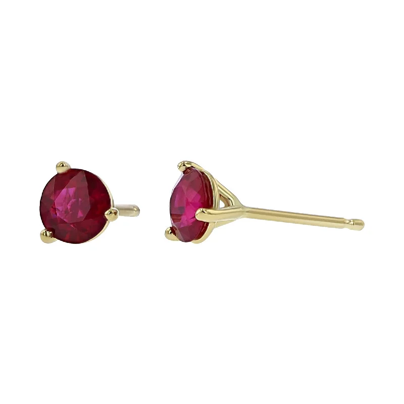 Chic Gold Earrings For Chic Fashion-18K Yellow Gold Burma Ruby Stud Earrings