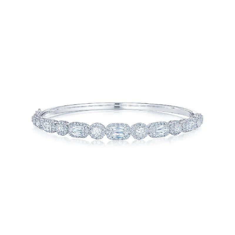 Bangles With Charms-KWIAT Ashoka Diamond Bangle with Halos in 18k White Gold B-19543-0-DIA-18KW