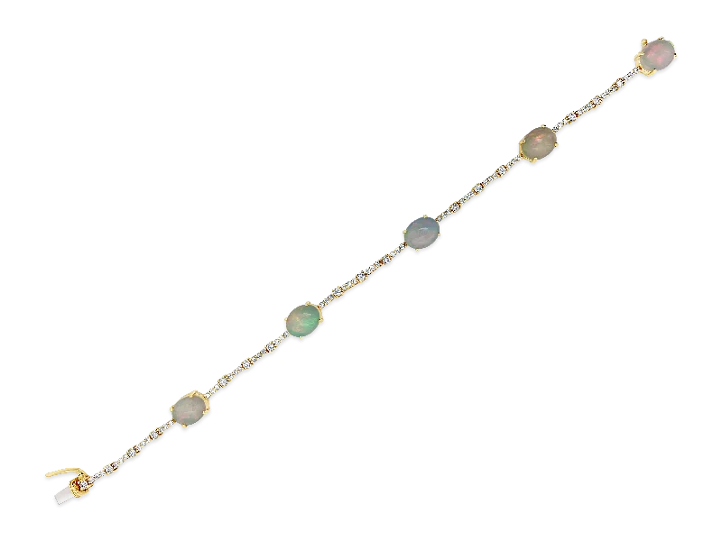 Bracelets With Emerald Stones-Opal & Diamond Bracelet