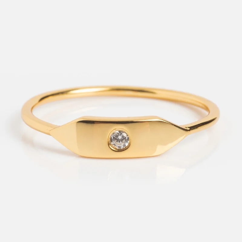 Bold Statement Rings For Fashionistas-Stacking Signet Ring with Stone