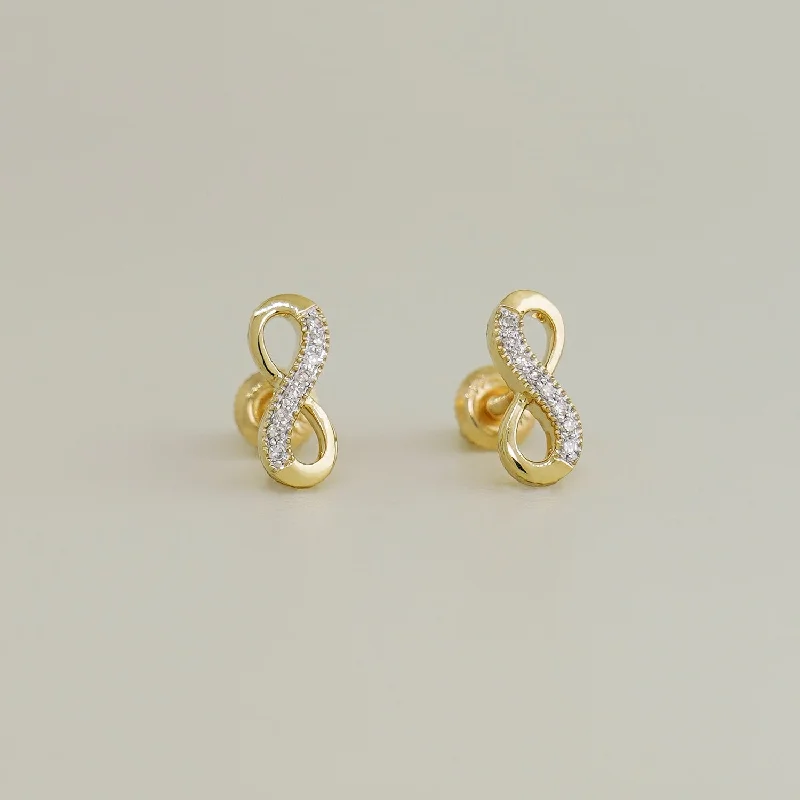 Modern Pearl Earrings For Evening Wear-Infinity Diamond Stud Earrings