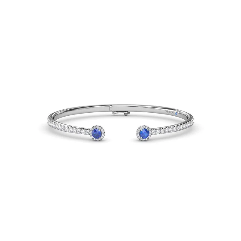 Bangles For Festive Seasons-Halo Sapphire and Diamond Bangle BB1799S