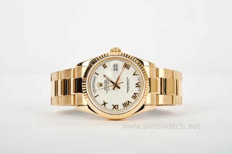 Watches With Silver Plating-ROLEX Day-Date 36 "President" 18K 118238 RailRoad Dial White 2005