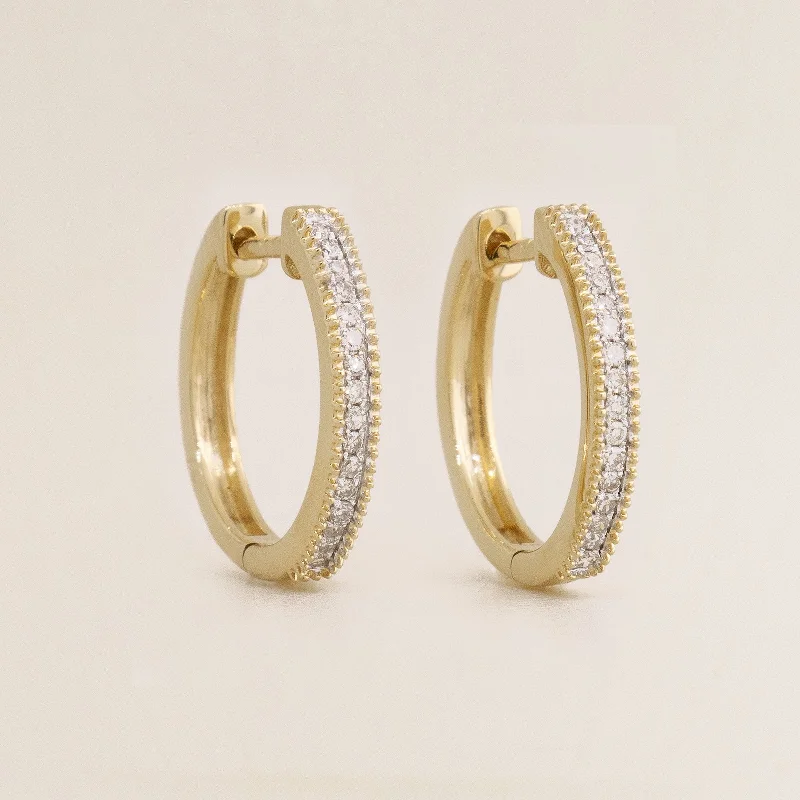 Large Hoop Earrings For Bold Fashion-Medium Eternity Diamond Hoop Earrings