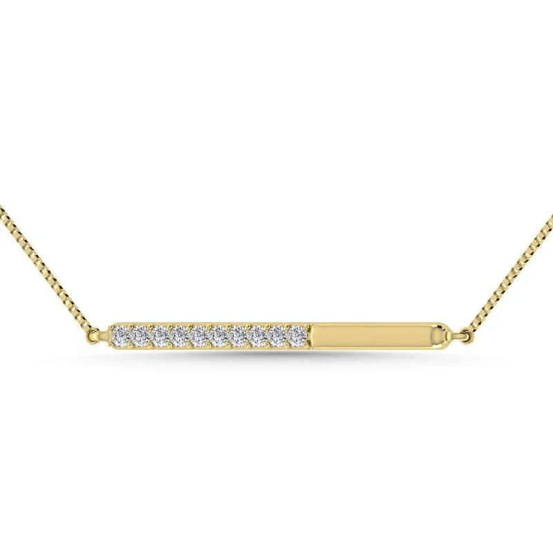 Dainty Gold Pendant Necklaces For Simple Style-Diamond 1/10 Ct.Tw. Bar Necklace in 10K Yellow Gold