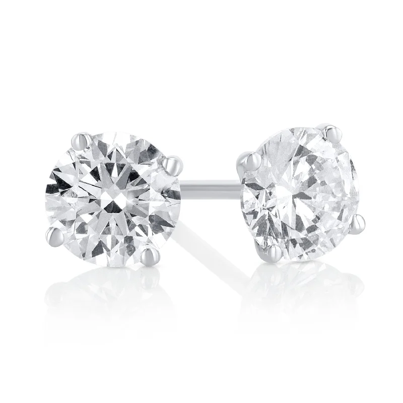 Bold Earrings For Fashion Lovers-.71 Carat Round Lab Grown Diamond Studs in 14K White Gold