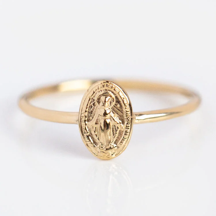 Custom Engagement Rings For Bold Brides-Tiny Miraculous Medal Ring