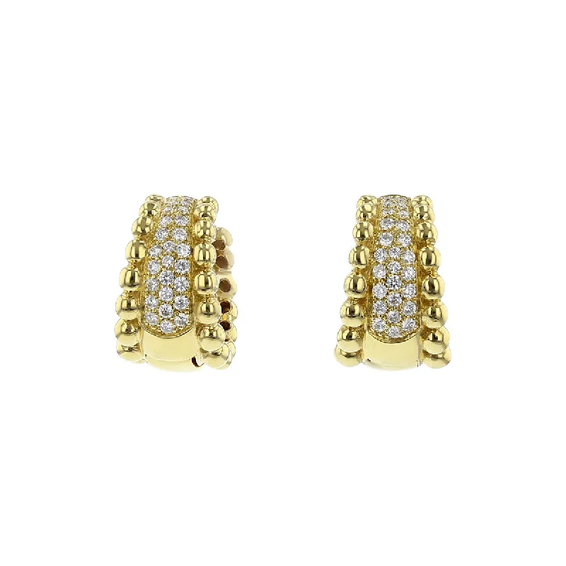 Pearl And Diamond Earrings For Special Days-18K Yellow Gold Diamond Hoop Earrings