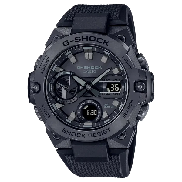 Watches With Neon Colors-G-Shock GSTB400BB-1A G-STEEL Electric Sophistication Black IP