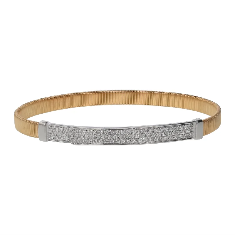 Bangles With Zigzag Patterns-Masai 0.50Ct Diamond Bangle Bracelet in 18k Yellow and White Gold