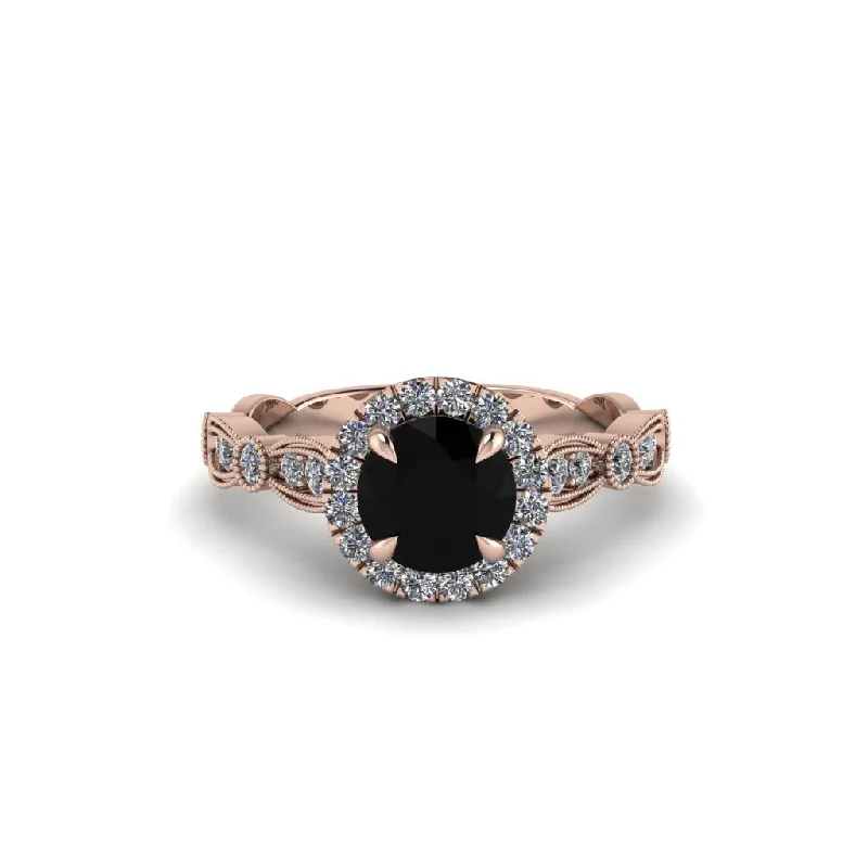 Silver Engagement Rings For Classic Brides-Round Cut Black Diamond Radiant Eternity Engagement Ring - Kamryn No. 8