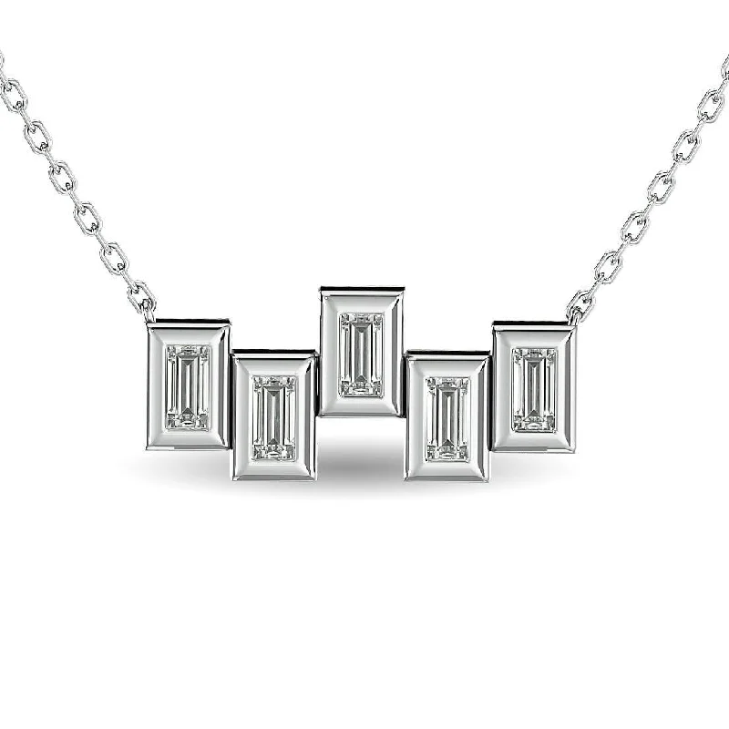 Elegant Diamond Necklaces For Weddings-Diamond 1/6 Ct.Tw. Fashion Necklace in 14K White Gold