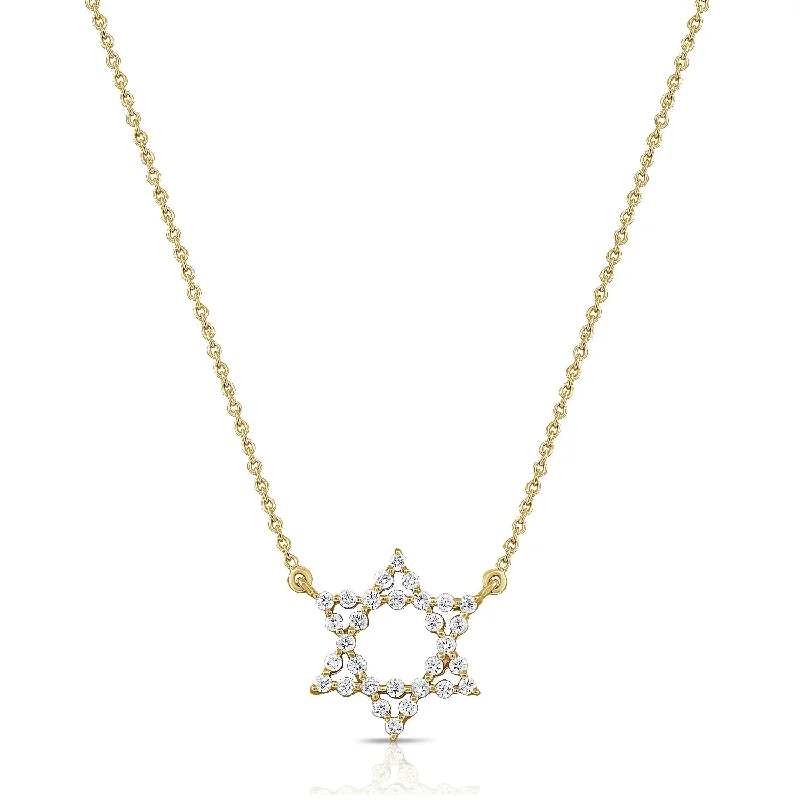 Unique Heart Pendant Necklaces For Gifts-Star of David Diamond Necklace made in 14K Gold