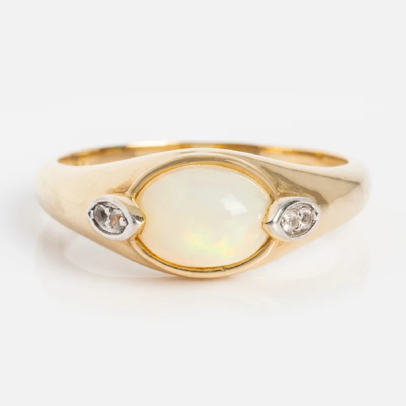 Vintage Inspired Engagement Rings For Brides-Solid Gold Crystal Ball Opal Ring