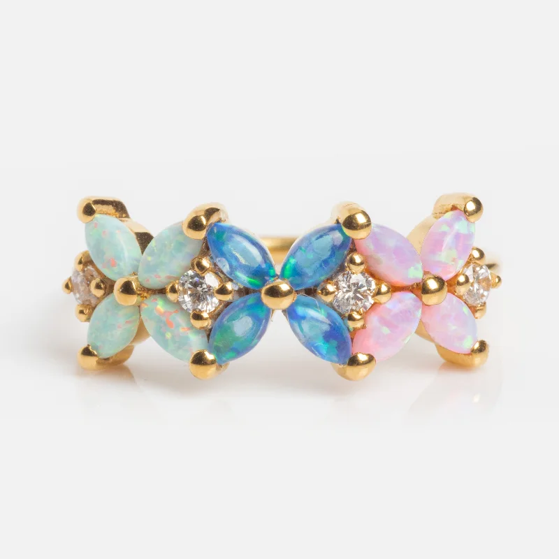 Fashionable Stackable Rings For Trendy Looks-Opal Ombre Fleur Band