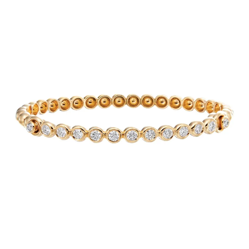 Bangles For Travel Wear-18K Yellow Gold Diamond Nutmeg Bangle Bracelet