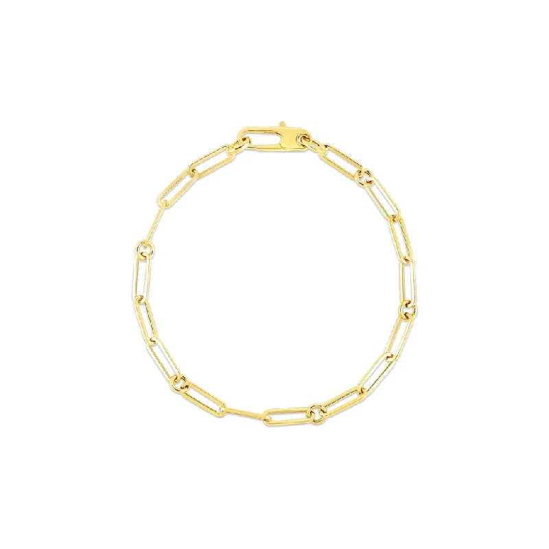 Bracelets For Special Anniversaries-Roberto Coin 18k Yellow Gold Paper Clip Link Bracelet