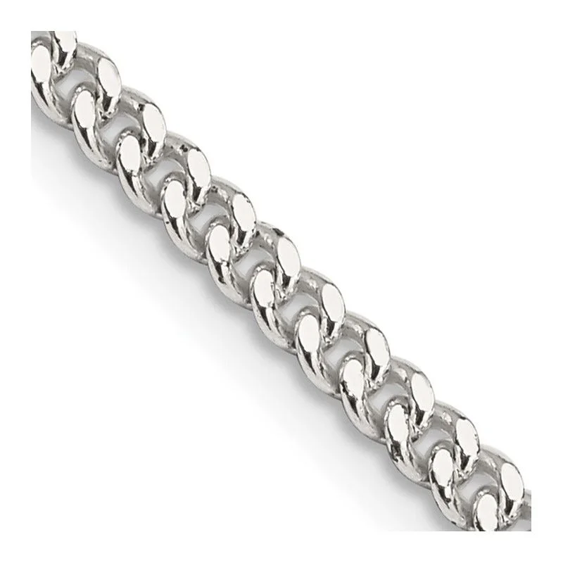 Elegant Crystal Necklaces For Weddings-Sterling Silver 3mm Curb Chain Necklace