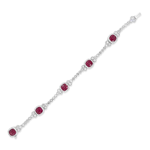 Bracelets For Engagement-Ruby & Diamond Bracelet