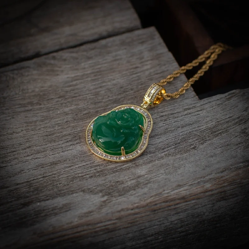 Bold Crystal Pendant Necklaces For Weddings-Jade Buddha Necklace