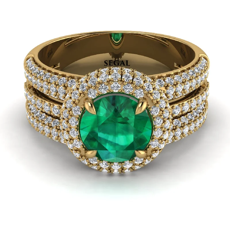 Sparkling Diamond Cocktail Rings For Glamorous Fashion-Emerald Halo Luxury Pave Engagement Ring - Sierra No. 4