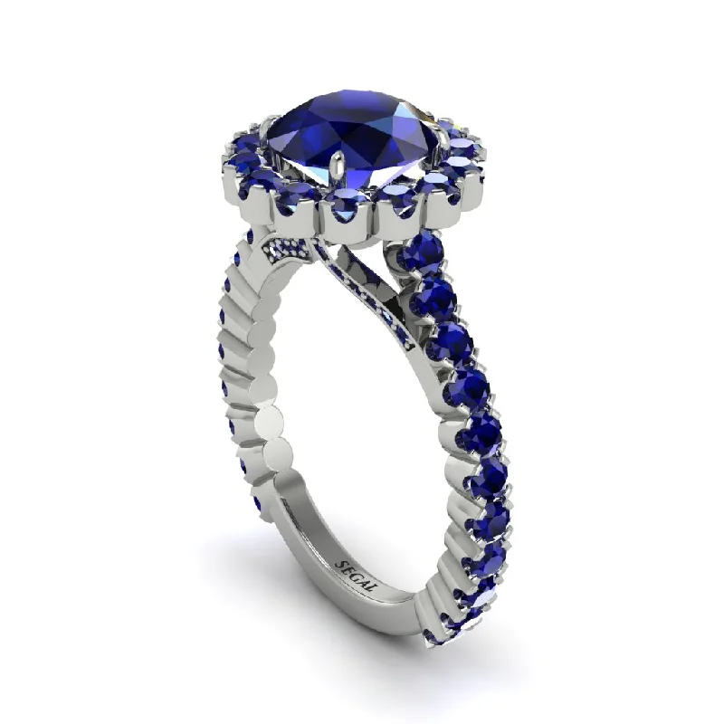 Custom Wedding Rings For Unique Designs-Round Cut Sapphire Timeless Splendor Engagement Ring - Jazlyn No. 75