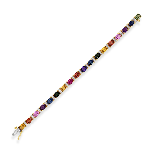 Bracelets For Feminine Touch-Multi-color Sapphire & Diamond Bracelet