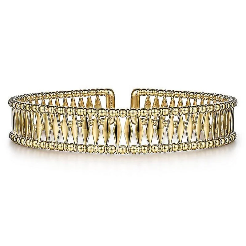 Bracelets For Minimalist Jewelry Lovers-Gabriel & Co. 14K Yellow Gold Bujukan Cuff Bracelet