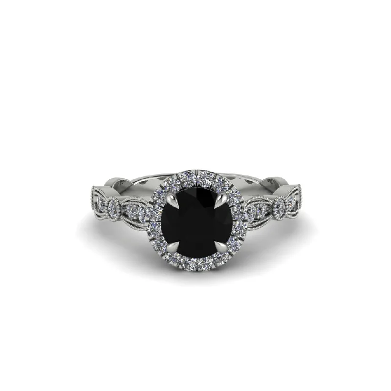 Women’s Fashion Rings For Every Occasion-Round Cut Black Diamond Radiant Eternity Engagement Ring - Kamryn No. 9