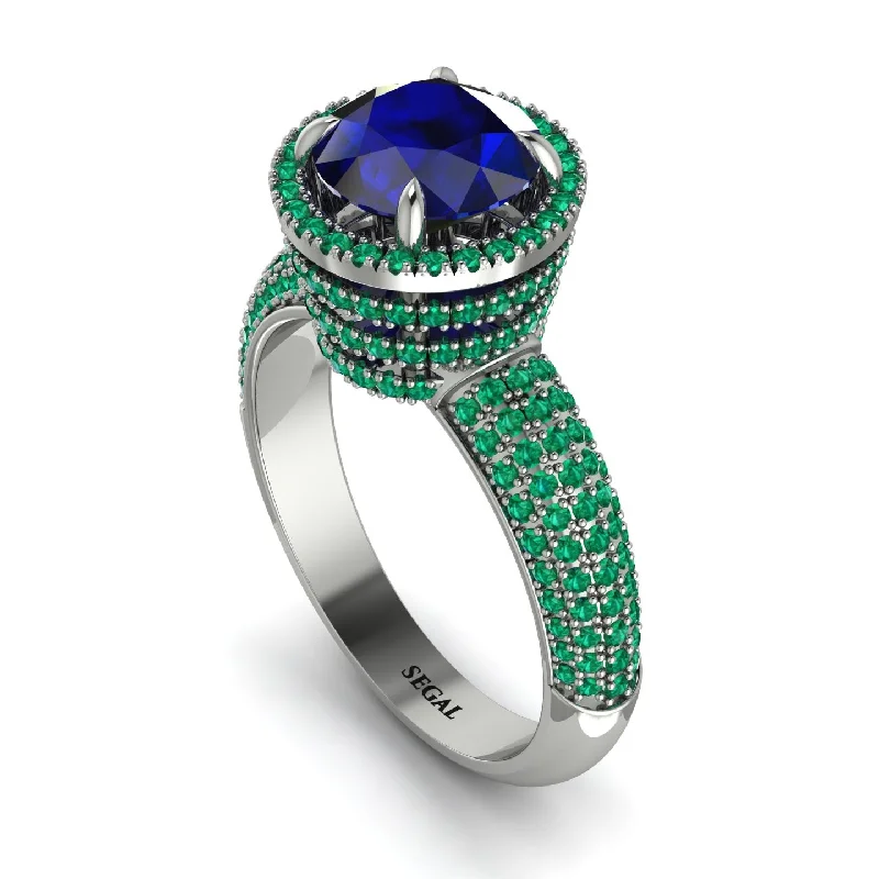 Vintage Style Rings For Retro Fashion-Sapphire Cluster Halo Engagement Ring - Katie No. 30