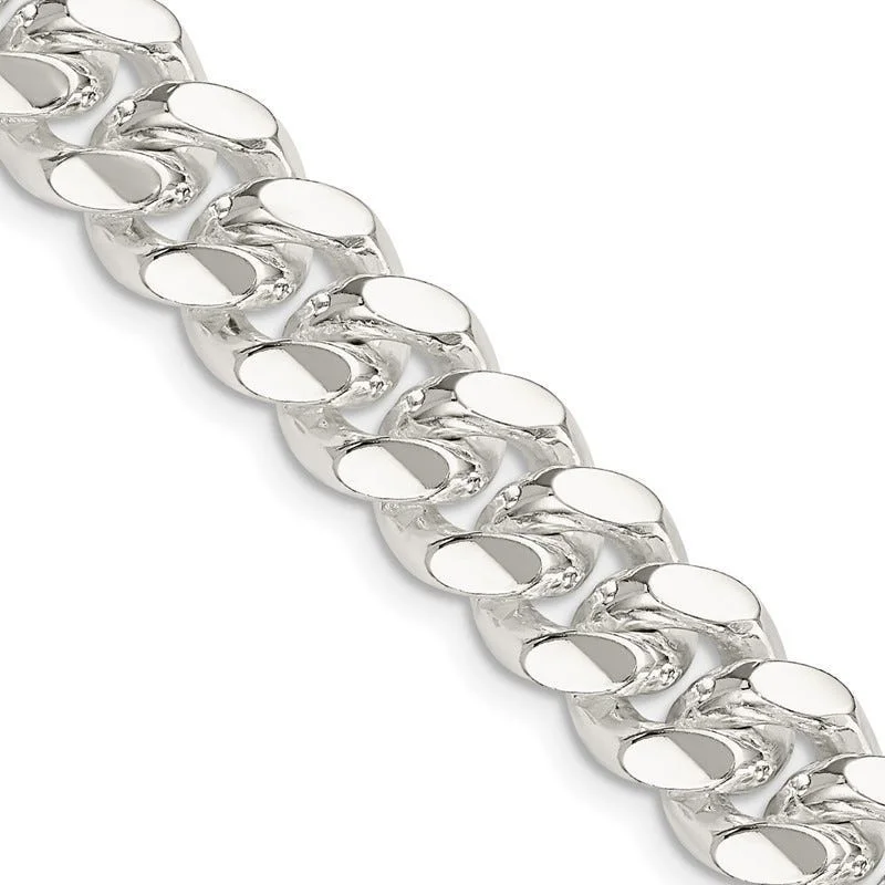 Statement Necklace For Weddings-Sterling Silver 10.5mm Polished Domed Curb Chain Necklace