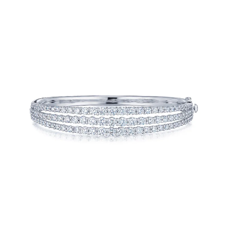 Bangles With Engraved Messages-KWIAT Three Row Bangle with Diamonds in 18k White Gold B-19529-0-DIA-18KW